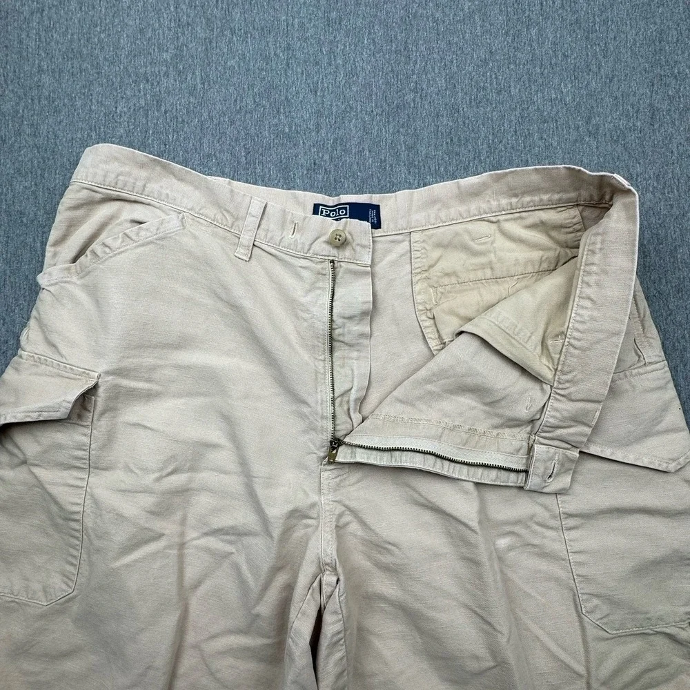 Polo Ralph Lauren Mens Sz XL 38x10 Cargo Linen Blend Shorts Preppy Casual VTG